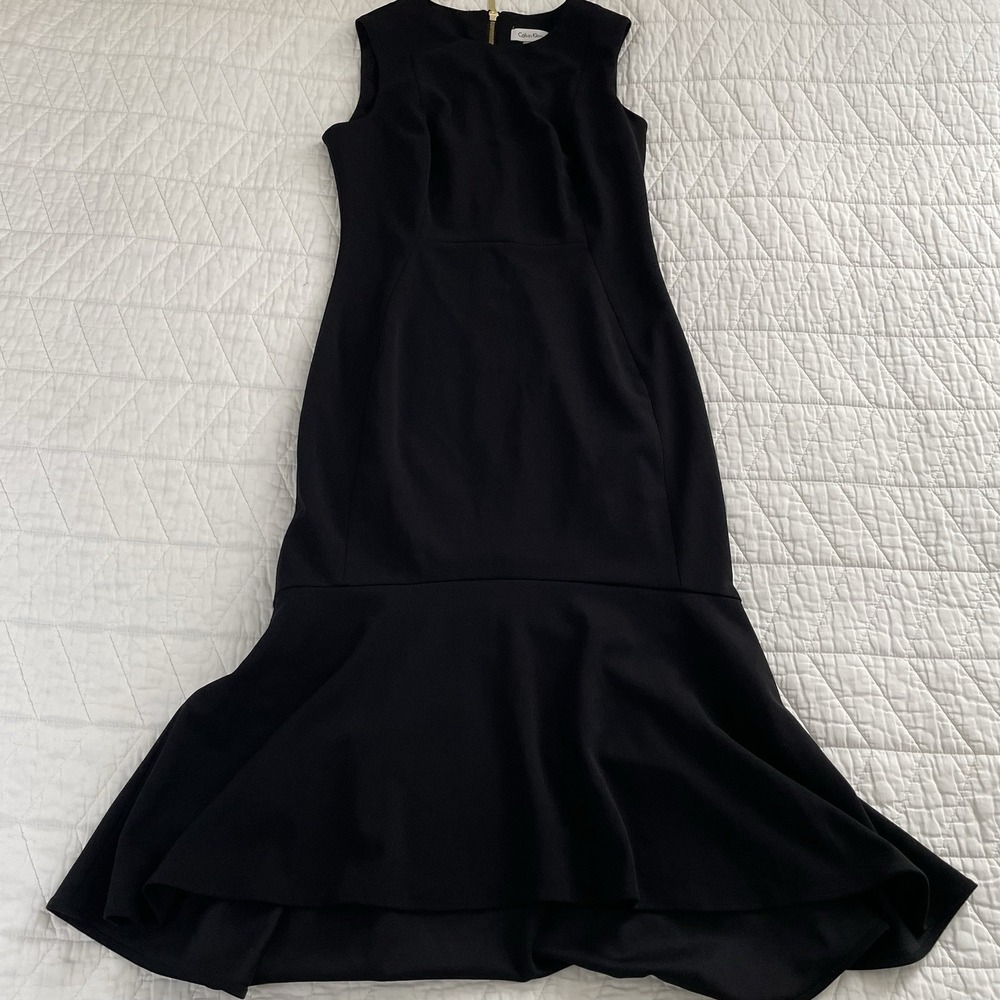 Calvin Klein Trumpet Mermaid Sleeveless Black Stretch Dress Polyester Size 6